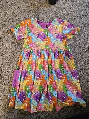 Colorful Care Bears Print Kids Dress - Multicolor